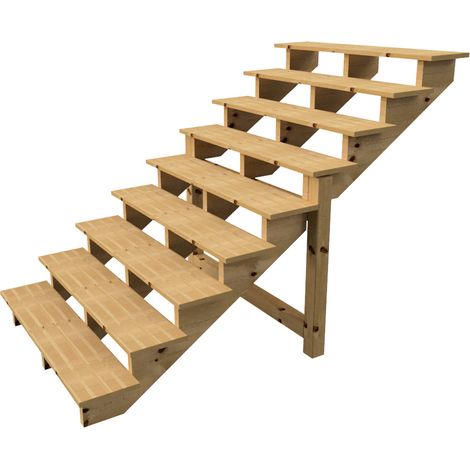 Holztreppe Höhe 156cm 9 Stufen, Breite 140cm, OHNE Setzstufen