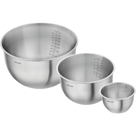 ZWILLING Fresh & Save BOWLS - Set di 3 ciotole in acciaio inox, S-12 cm, M-18 cm, lunghezza 24 cm, colore: Argento (1/4)