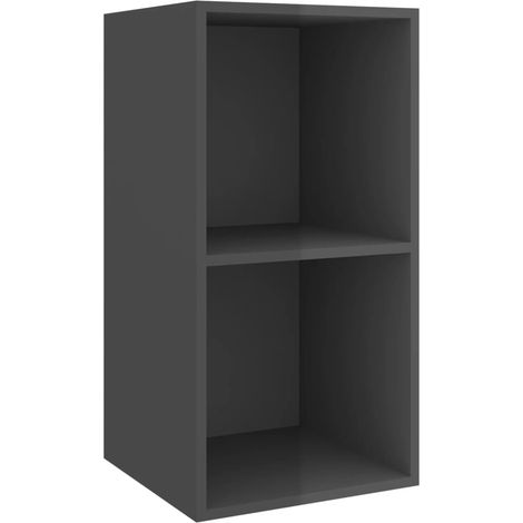 Mueble TV multimedia estantería para televisión buffet para televisión comedor salón dormitorio suspendido brillante 37 x 37 x 72 cm gris madera contrachapada 020028085
