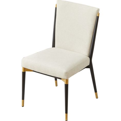 Lot de 2 chaises de salle à manger scandinaves beige en tissu, structure noire et détails dorés, pieds réglables pour table compacte CHICFURN (1/5)