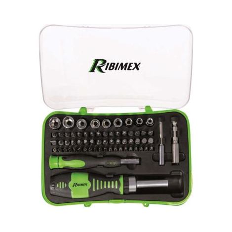 Ribitech – Coffret de 65 tournevis porte-embouts à cliquet – Tête magnétique – Arbre en acier chromé – Mécanisme 3 positions - PRTOUR65 (1/7)