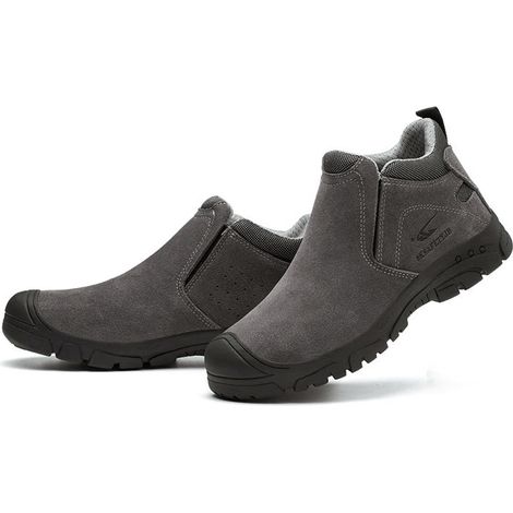 Chaussures de sécurité de soudage à enfiler - Semelle en caoutchouc antidérapante - Chaussures de travail anti-brûlure résistantes à l'abrasion pour soudeurs - Gris - 43EU (1/5)
