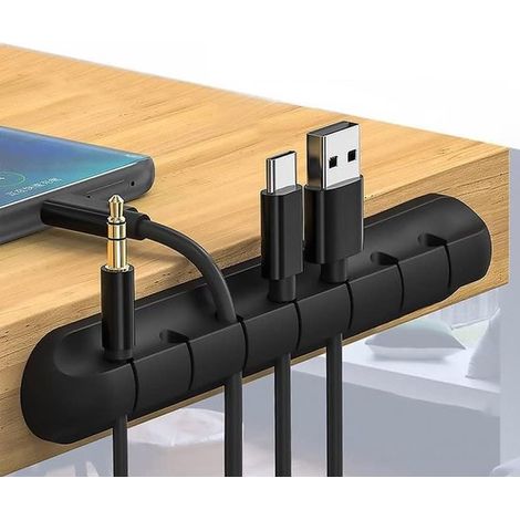 Set di 2 organizer per cavi autoadesivi, con clip per cavi, avvolgicavo USB flessibile e pratica clip in silicone per comodino e scrivania. (1/5)