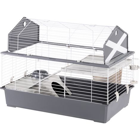 Cage pour lapins Ferplast BARN 120 – Dimensions 119 x 58 x h 77 cm – Grillage métallique robuste – Toit ouvrable et accessoires inclus