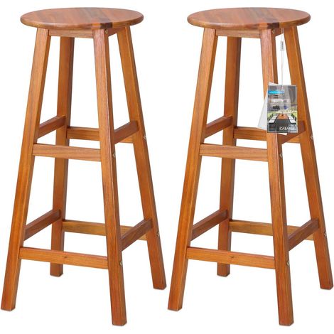 Set 2x Sgabelli da bar legno acacia (1/5)