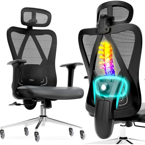 AREBOS Bürostuhl Ergonomisch Schreibtischstuhl mit Verstellbarer Kopfstütze (1/5)