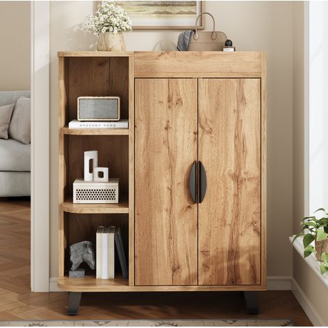 Meuble à chaussures 80x32x99 cm en panneaux de bois naturel, avec rangement pour entrée FloraGrace (1/5)