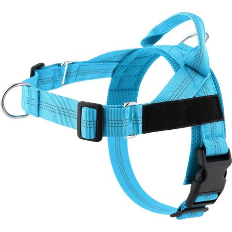 Harnais pour chien TuseRxln - Laisse pour chien - Modèle anti-traction facile à enfiler / Conception ergonomique sans pression - 2 pièces - Pour chiens de petite et moyenne taille - Bleu (1/5)