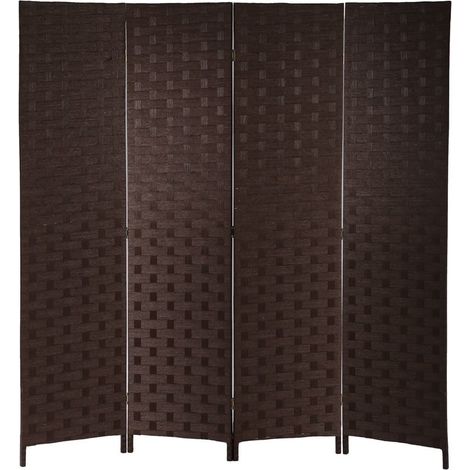 TrAdE Shop Traesio - Separe' A 4 Ante Pannelli Double Face Marrone Paravento Divisorio Ambienti Sep06 523367 - (1/5)