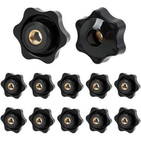 12PCS Tightening Knob M8 x 38, Star Head Wing Nut, Brass Internal Thread, Heavy Duty Hand Tightening Knob for Machines, Furniture, Industrial Equipment and Electrical Appliances (1/5)