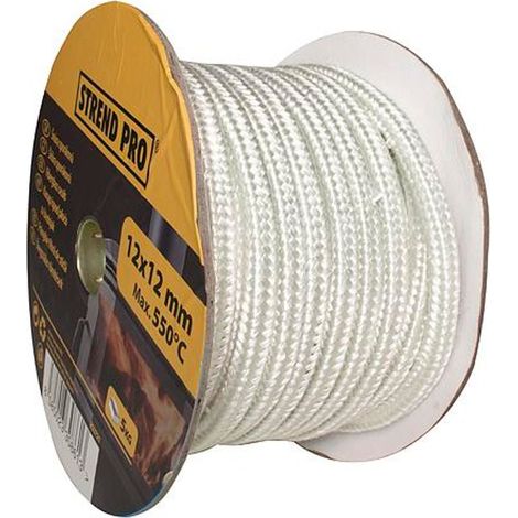Ofenschnur Strend Pro, L-68 m, 8x8 mm, Pack. 5 kg, Dichtungsschnur für Glas, für Türen, für Kamine, für Öfen, Stopfbuchse, weiß (1/2)