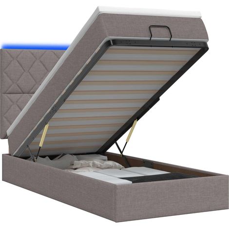 Letto Ottomano con Materasso e LED Tortora 100 x 200 cm Tessuto vidaXL (1/5)