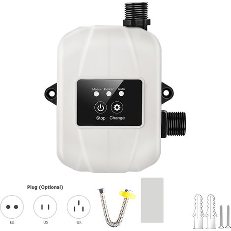 Bomba de refuerzo de presión de agua doméstica automática y silenciosa de 24 V y 150 W, altura máxima de elevación de 29 m, adaptador de corriente. (1/5)