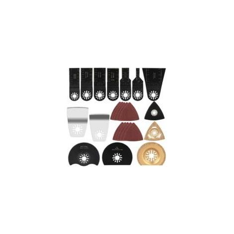 Set mit 24 oszillierenden Sägeblättern – Multifunktionales Zubehörset für Holz, Kunststoff, Metall – Schleifen, Polieren, Trennen, Schneiden (1/5)