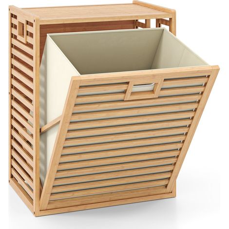 Scaffale portabiancheria in bambù con cestello da 68 litri, 50x35x64 cm (1/5)