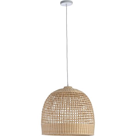 Lampadario "Siwa" in acciaio e rattan d 53 cm (1/4)