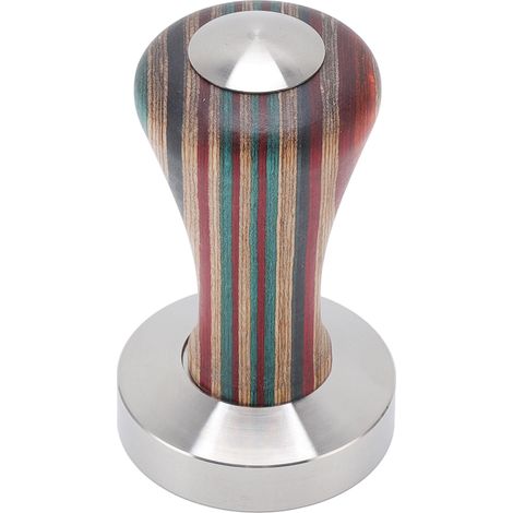 Bunter Kaffeestampfer aus Holz mit Edelstahlfuß, Pulverhammer für Kaffeezubehör, 51 mm (1/5)