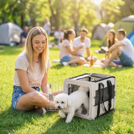 Sac de Transport pour Chat et Chien Pliable Tissu 300D Jusqu'à 10 kg 49,5 x 34 x 35,5 cm Gris (1/5)