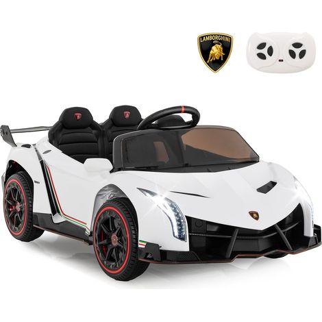 COSTWAY Coche Eléctrico para Niños Lamborghini 12V, Vehículo Eléctrico con Control Remoto de 2,4 G, 3 Velocidades, Puertas Hidráulicas, Luces LED, Rueda, Bocina, Música, para Niños 3-8 Años (Blanco) (1/5)