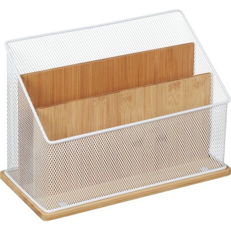 Portadocumenti moderno con piedi 3 scomparti pratico portaoggetti ufficio soggiorno 45 x 30 x 25 cm in bambù marrone 130012206