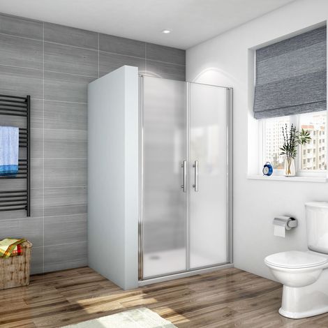 Box Doccia Per Nicchia 80x185cm Doppie Porte Battenti Saloon in Vetro 6mm Temperato Opaco Anticalcare (760 mm-800 mm)