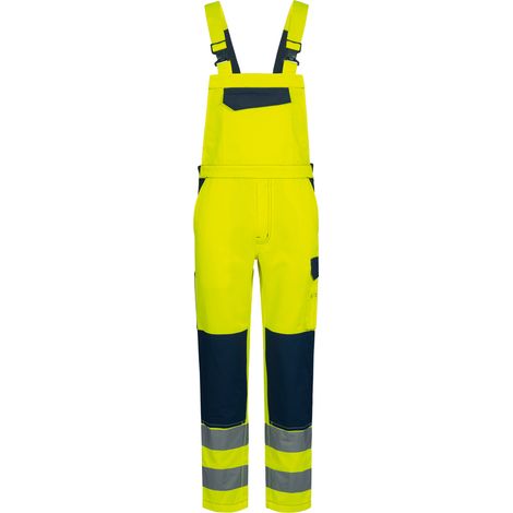 Gr .46 BORNA WARNSCHUTZ-LATZHOSE gelb BORNA HIGH VISIBILITY BIB TROUSERS (1/2)