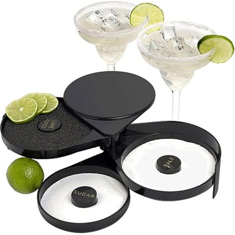 3-Tier Glass Rimmer, Salter Margarita Bar Accessories, Triple Separation Design, Labeled Tray, Bartender Tool for Home or Professional Bars, Hotels, Restaurants (1/5)