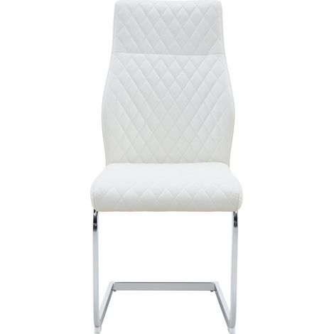 Set de 2 sillas de comedor de polipiel blanca con respaldo alto y estructura metálica MODENUIT (1/5)