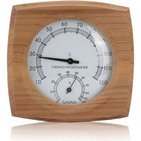 Thermomètre de sauna hygromètre en bois, thermometre hygrometre de sauna pour interieur, Thermomètres de saunas,Saunas Thermomètres numérique pour Saunass, 10 °C à 120 °C, 13x13.5cm (1/4)
