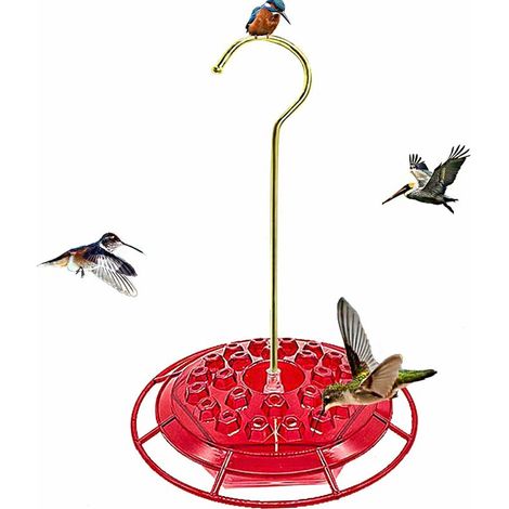 Mangeoire pour colibris, Abreuvoir d'eau de Colibri Suspendu de Avec crochet de suspension, Mangeoire pour oiseaux colibri Amovible Anti-fuite,Convient Les Parcs Extérieurs Cours Jardins(Rouge) (1/5)