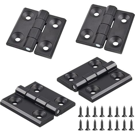 4 Pièces Charnières pour Placards, Noir Charnières Aluminium, Butt Charnière à Roulement Billes, Trous de Charnière Plats Pliants, E (1/5)