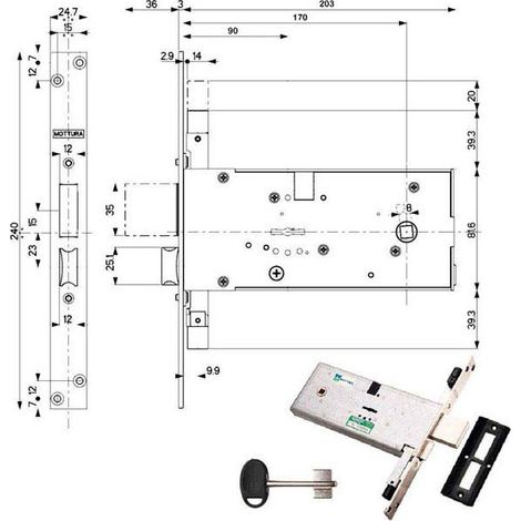 Cerradura para insertar bandas All 41823/90 Mottura
