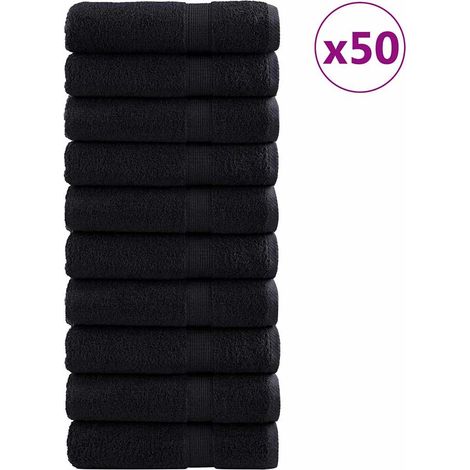 Serviettes d'Invité 600 gsm SOLUND 50 pcs Noir 50 x 100 cm CFW729475 (1/5)