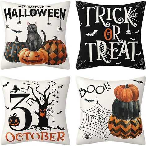 45x45cm 4pcs-halloween Linen Pillow Cover Home Winter Decorative Cushion Cover