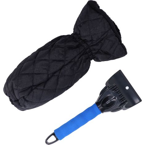 Wasserdichter Eiskratzerhandschuh, 2-in-1-Design, elastisches Band, griffig, praktischer, kältebeständiger Auto-Schneekratzerhandschuh, blau (1/5)