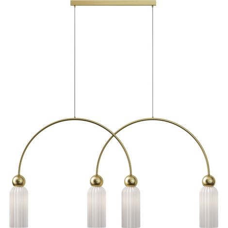 Sospensione Maytoni Antic oro/bianco 4xE14 vetro rigato (1/5)