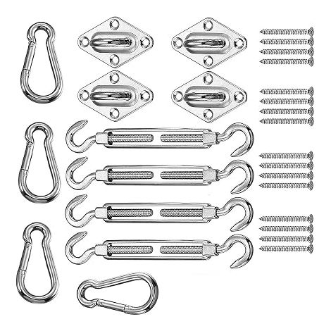 Sun Shade Sail Fixing Kit, Square and Rectangular Sun Visor for Wall and Poles (1/5)