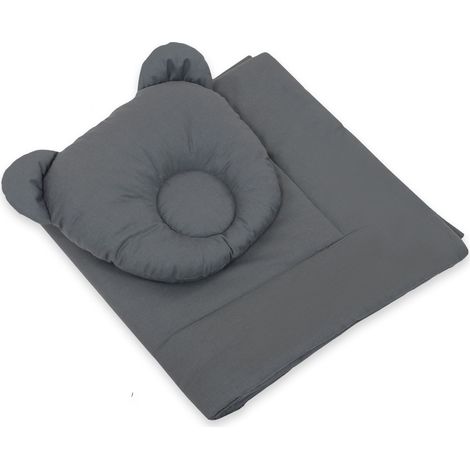 Ropa de cama para bebé con relleno, edredón y almohada con forma de osito - Conjunto de 2 piezas - antracita (1/5)