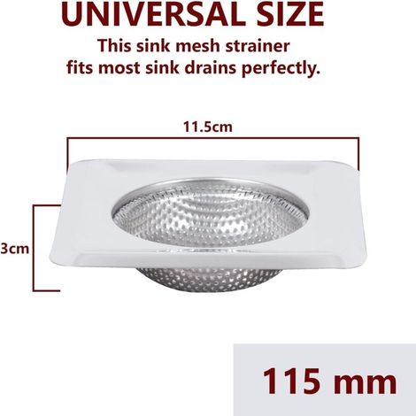 Irovami Filtre évier inox carré 11.5cm – Maille fine, anti-rouille, polyvalent – Idéal pour cuisine, salle de bain, drain de sol