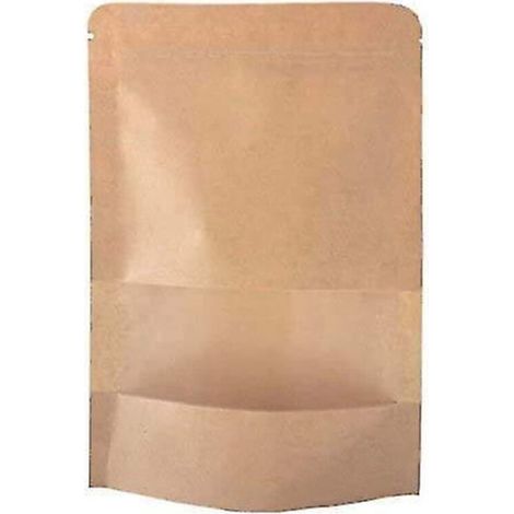 50 sachets kraft à fermeture zip, format stand-up, avec encoche et fenêtre mate - 9 x 14 cm (1/3)