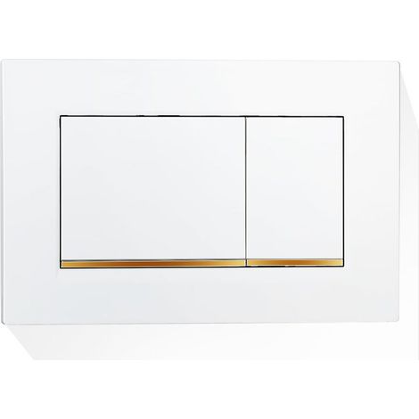 Panneau de toilette mural pour réservoir d'eau caché compatible Geberit Sigma 30 115.883.kk.1 matériau plastique durable design à Bouton carré gain de place (blanc - g) (1/5)