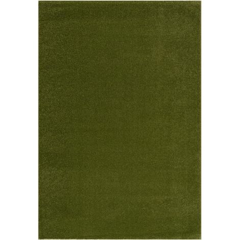 Tapis salon et chambre 140x200 vert rectangle tissé motif uni NOSSA