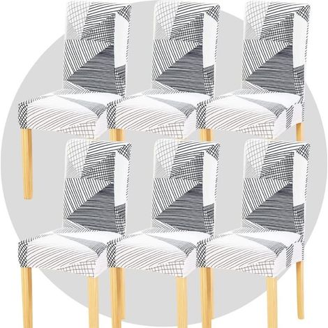 Set of 6 stretch chair covers – Elastic polyester – Universal fit 40-50cm – Machine washable – Mocha color (1/5)