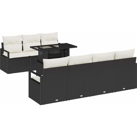 Maison Exclusive - Set Divano da Giardino 8 pz 7-Numero di posti Nero e Crema (1/5)