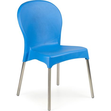 Sedia da Esterno Linder, una Sedia, Impilabile Made in Italy, Peso Supportato 120 kg, Azzurro