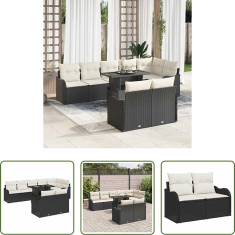 vidaXL Juego de salón 9 uds. Negro Poliratán (1/5)