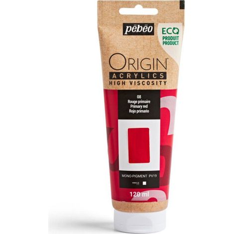 Peinture acrylique - Rouge primaire - 8 - Haute viscosité - Pébéo - Origin acrylics - 120ml (1/2)