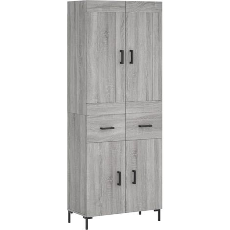 Aparador cajonera mueble almacenaje organizador cocina salón salón alto sonoma 695 x 34 x 180 cm madera de ingeniería gris 020035423