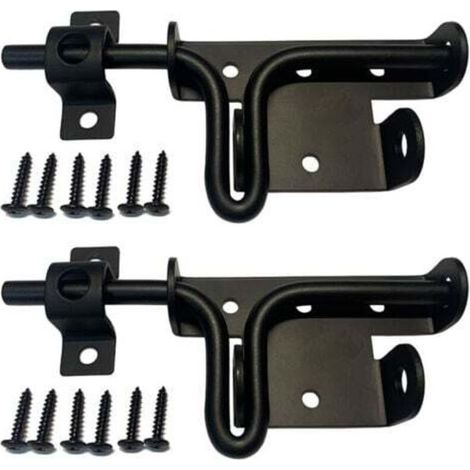 Verrous Loquet Porte à Boulon Coulissant Extérieur, Serrure de Porte avec Trou de Cadenas Inox Targette Loquet de Portail de Fermeture noir(2 articles) (1/4)