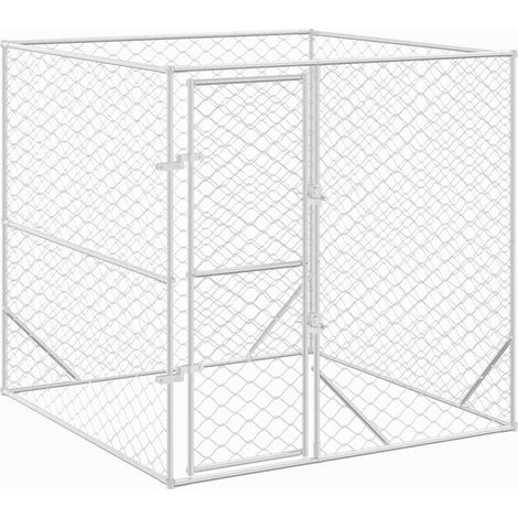Recinto per cani da esterno in acciaio zincato 2 x 2 x 2 m Silver 020041893
